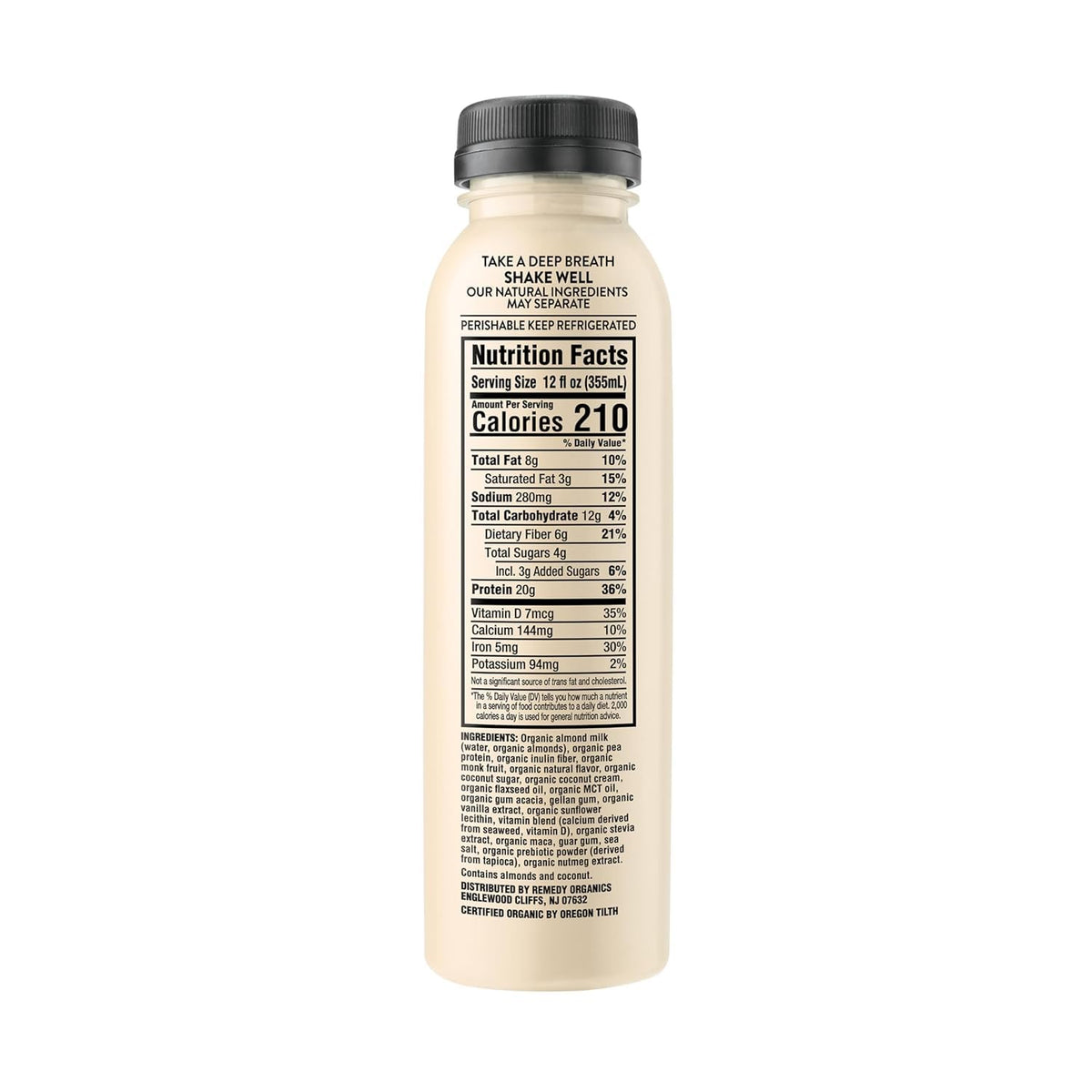 Remedy Organics Vanilla Dream Power 12-Pack | Plant Based MCT Oil Protein Shakes, Ready to Drink | USDA Organic, Vegan, Gluten Free, Dairy Free, Soy Free |12 Vanilla Dream Bottles